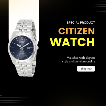 Citizen Men's Blue Dial Silver Stainless Steel Band Eco-Drive Quartz Watch